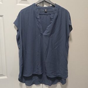 SHEIN Deep Blue V-Neck Blouse